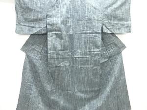 未使用品　縞織出し手織り紬単衣着物